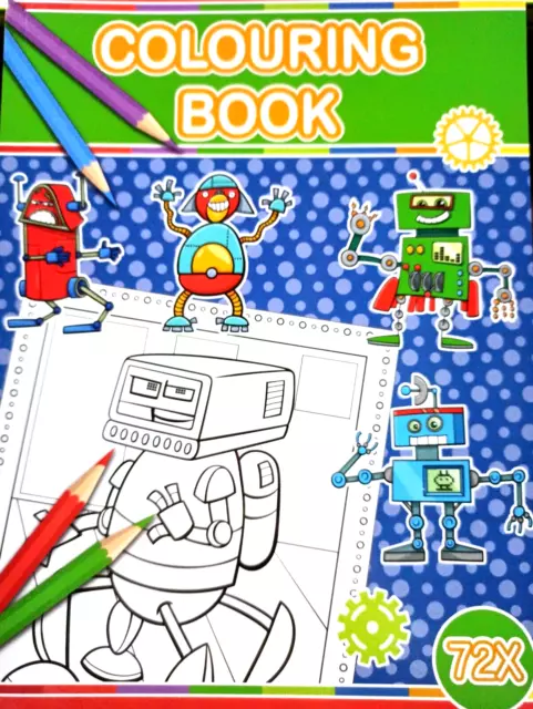 Malbuch Roboter 72 Ausmalbilder  Din A4 Ausmalspaß für Kinder Colouring Book