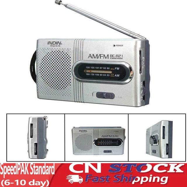 PORTABLE AM/FM RECEIVER Mini Radio Slim Pocket Compact Portable Small ...