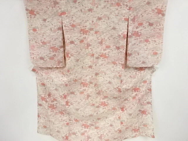 01305# Japanese Kimono / Antique Kimono For Summer / Floral Plants