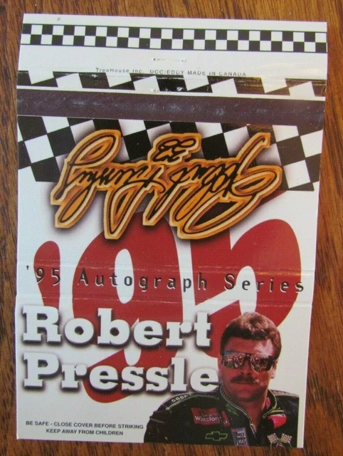 Nascar Racing Car Driver Robert Pressley Matchbook Cover Empty 1995 Matchcover D