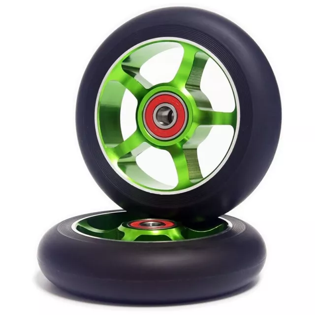 2Pcs 100mm Scooter Replacement Wheels with Bearings Aluminum Wear-Resistant4485
