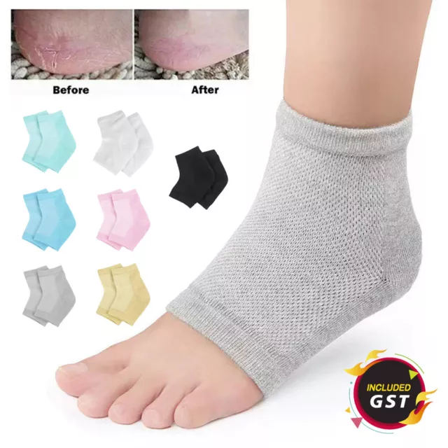2PCS Heel Socks Silicone Gel Cracked Foot Skin Care Protector Sleeve Pain Relief