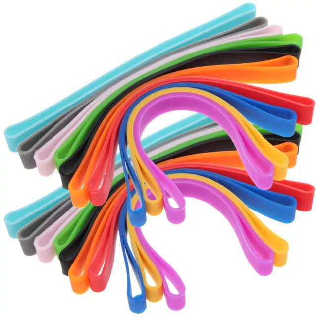 20 farbige Bücherbänder aus flexiblem Silikon für kleine Bindungen.