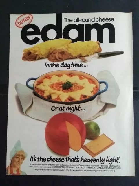 Dutch Edam Cheese - 1980's Magazine Advert #B5469