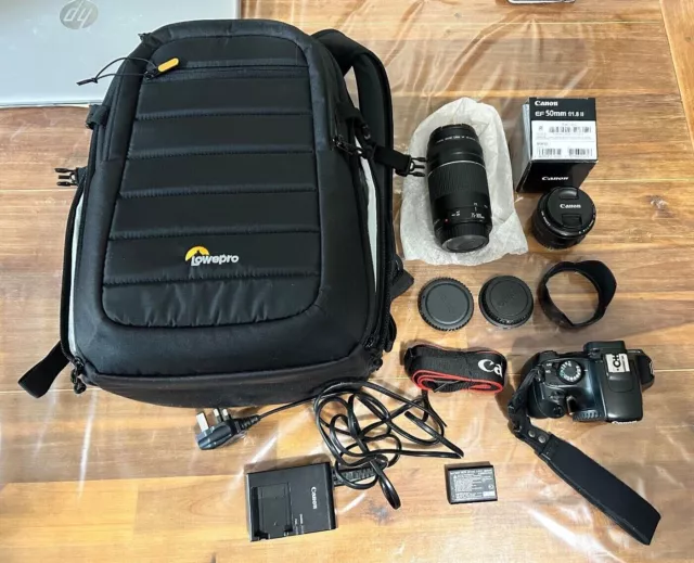 canon eos 1100d digital slr camera, with extras, lenses, bag