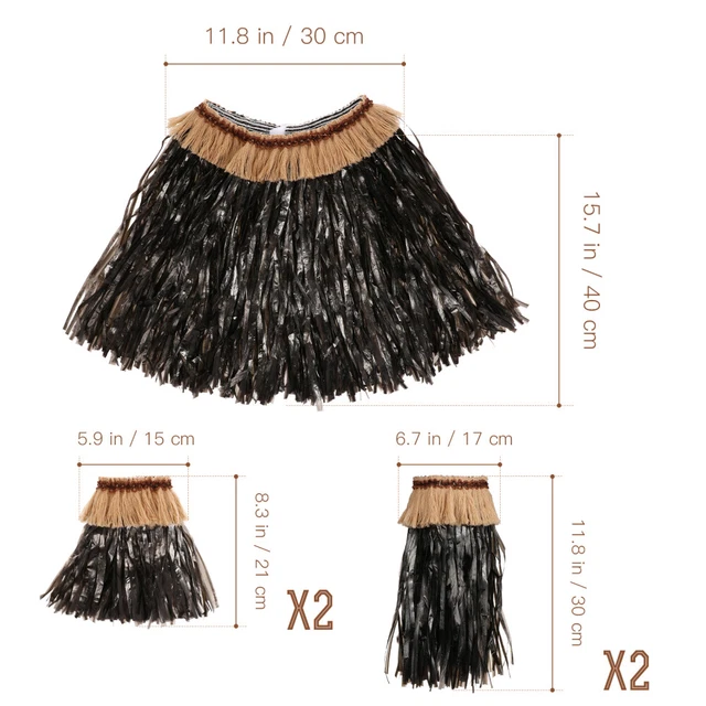 Black Dress Kids Hawaiian Party Decorations Hula Skirt Women's 11