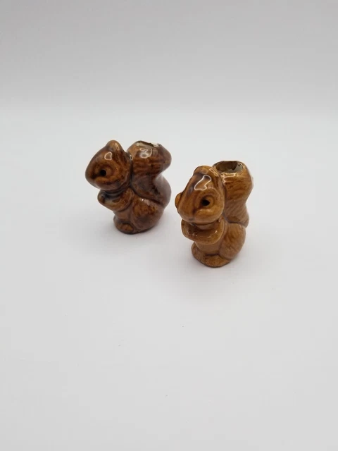 Pair of Vintage MCM ceramic macrame squirrel beads