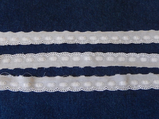 BRODERIE ANCIENNE COIFFES  COUTURE : 1,20 m + 1,70 m + 3,10 m