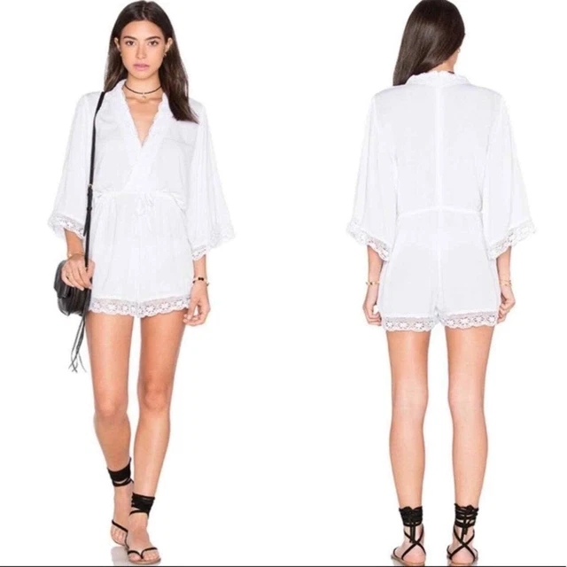 NWT Motel Giola Jumpsuit Romper Lace Trim Revolve Small~