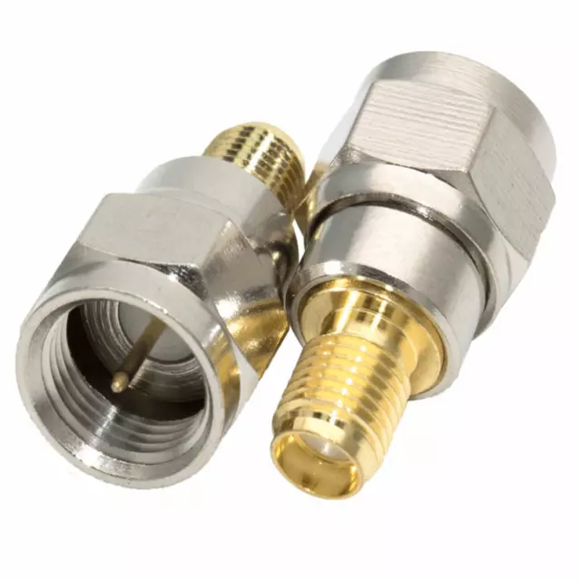 2X F Type Male to SMA Female Coax Connectors RF Antenna Adapter for FM/AM/DAB