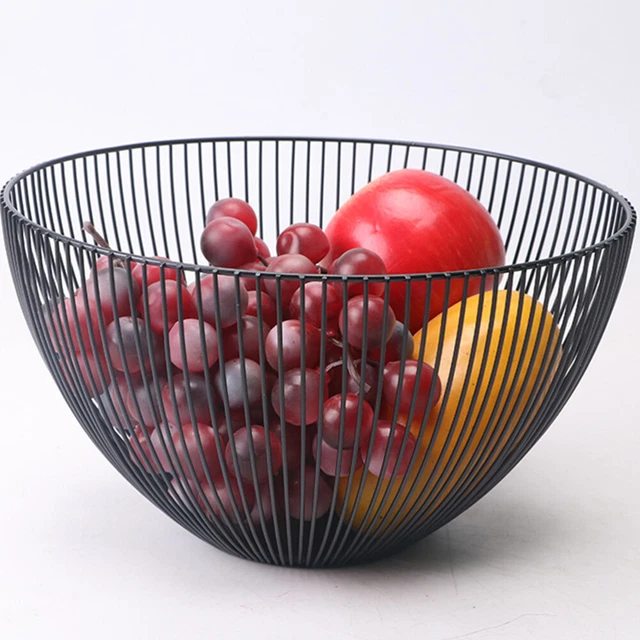 Panier à Fruits En Fil Métallique Moderne - Porte-fruits Décoratif Pour Comptoir De Cuisine - Doré Ou Noir - Design Feuille De Lotus