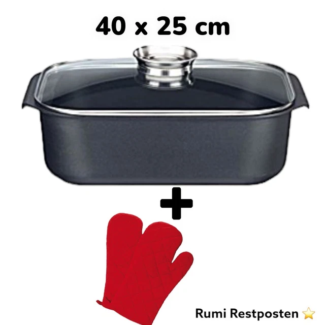 ELO Alugussbräter 40x25 cm mit Glasdeckel mit Aromaknopf Küchenhelfer 8L