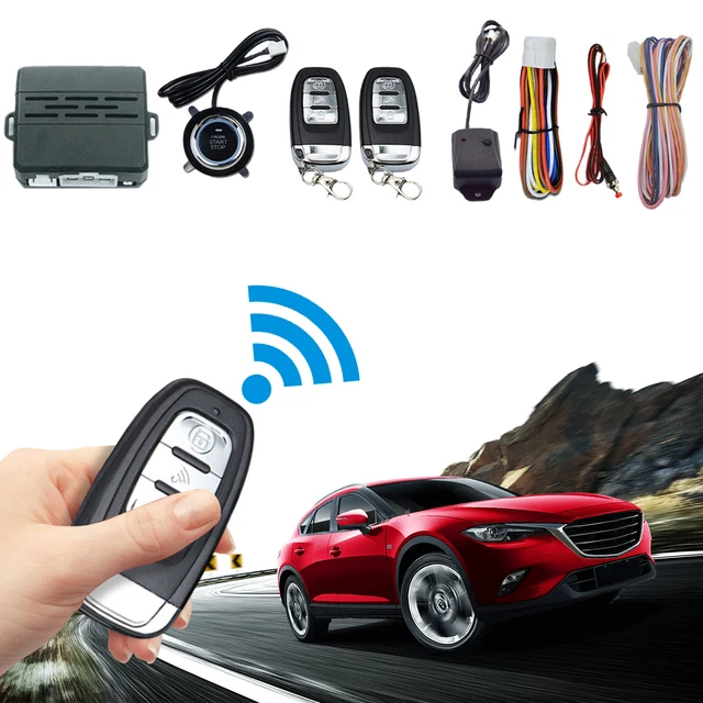 Car Keyless Entry System Engine Start Ignition Security Alarm Kit with 2 Remote