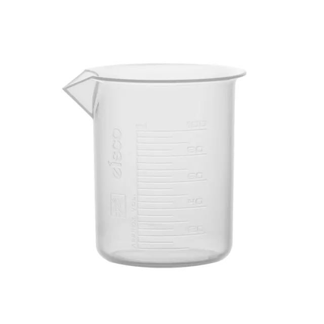 Plastic Beaker, 100ml - Polypropylene - Raised Graduations - Eisco Labs