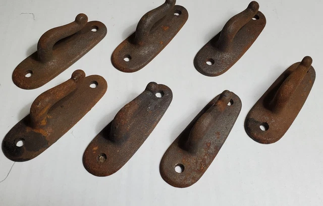 7 Old Antique Iron Hook Wall Nautical ? Special Use? Vintage 4"L Heavy Duty 9