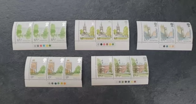 GB 1980 London Landmarks Full Set - Corner Blocks of 3 with Traffic Lights - MNH