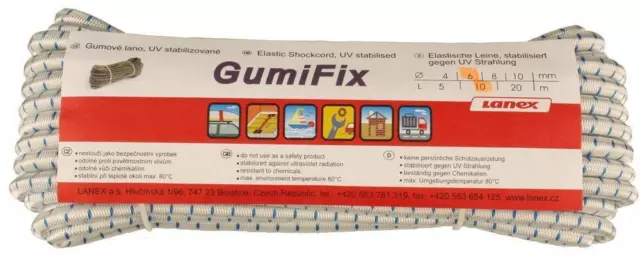 LANEX Gummischnur Gummiseil Gummikordel 8mm-10mtr weiß NEU