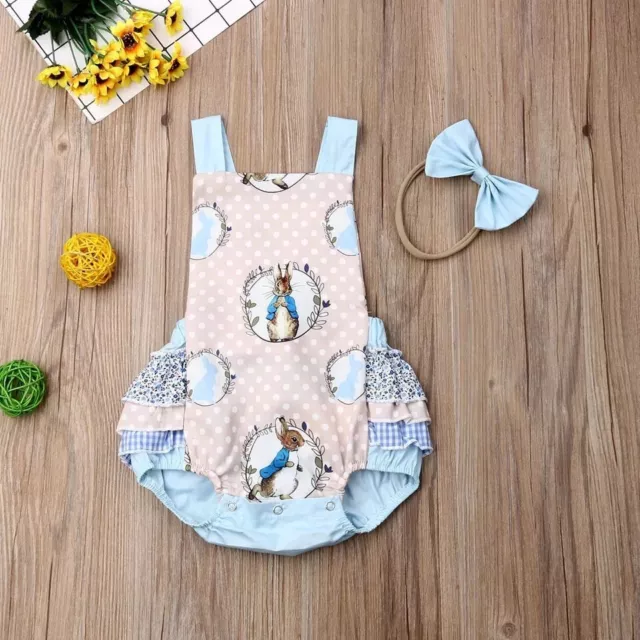 BABY GIRL First EASTER ROMPERS Ruffle Dress Bunny Peter Rabbit Inspired