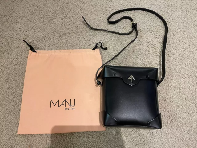 Manu Atelier Mini Pristine Caviar-Print Leather Box Bag