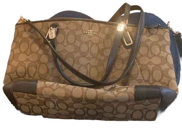 COACH F36181 KELSEY Signature Brown Jacquard Satchel Crossbody w Leather Trim 39.99 PicClick