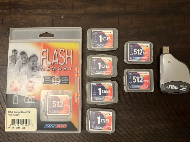 Dane-Elec 1GB and 512MB CompactFlash Card Bundled with eFilm USB 2.0 Reader