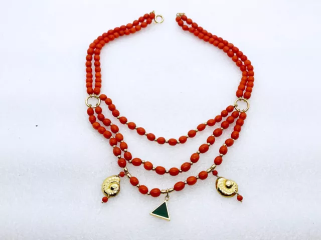 COLLANA di corallo rosso del mediterraneo naturale della Sardegna e oro 18kt 750 2