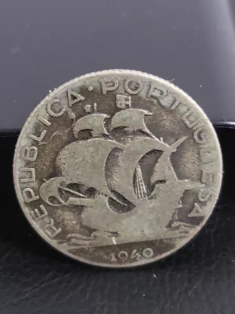 Portugal - Moneda 2,5 Escudos Plata 1940 - Republica Portuguesa - Leer