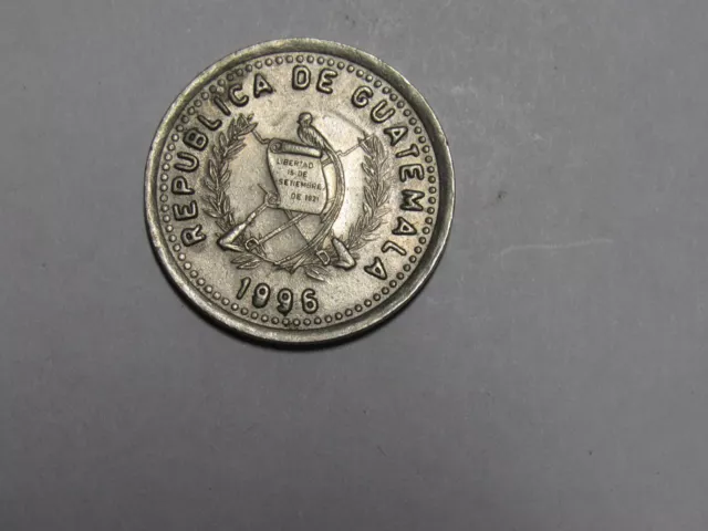 Old Guatemala Coin - 1996 25 Centavos - Circulated, spots, scratches