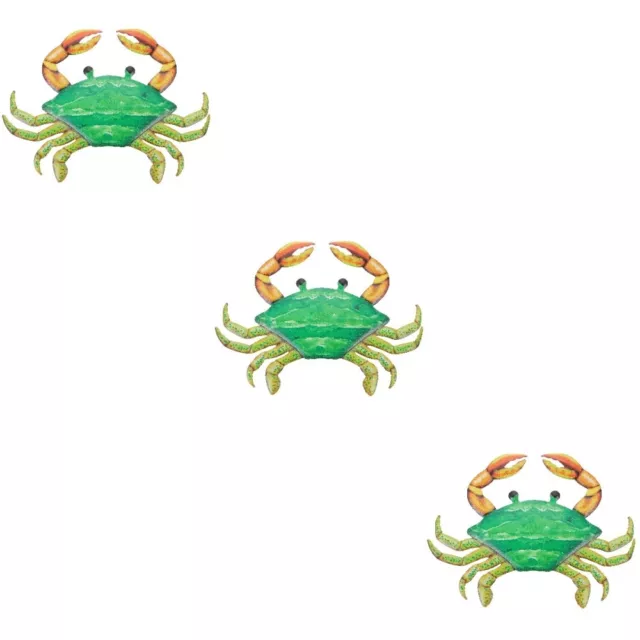 3 Pc Wall Iron Colorful Crab Decorative Pendant (green) Living Room Art Vintage