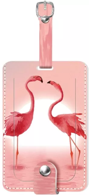 Flamingo Leather Luggage Baggage Travel Tags｜Address Suitcase Holiday Tag｜UK