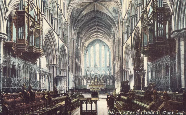 Vintage Postcard England 1907 "Worcester Cathedral, Choir East" *Worldwide ship*