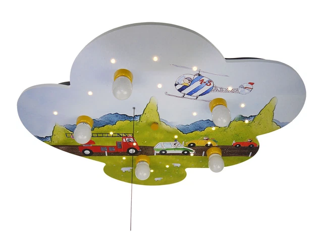 Lampada da soffitto cameretta bambini ragazzo motivo auto interruttore a trazione per luce dormiente LED