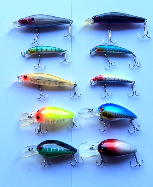 Lot De 10 Leurres Minnow 5-7 Cm – Avec Grelots, Pour Truite, Perche, Black-bass