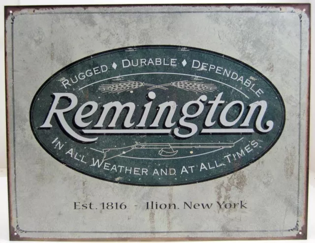 Vintage Replica Tin Metal Sign Remington Double Barrel shotgun gun Muzzle 1413