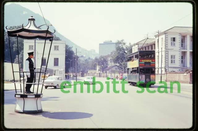Original Slide, Hong Kong Tram Trolley #45 or #46 Street Scene, 1969
