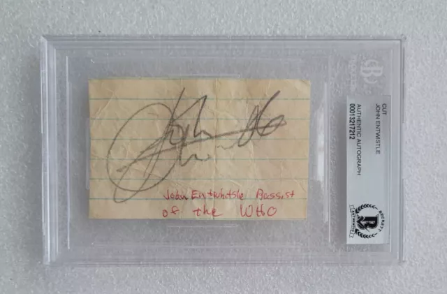 John Entwistle Signed Slabbed Beckett Bas Coa Music The Who Band Autographed