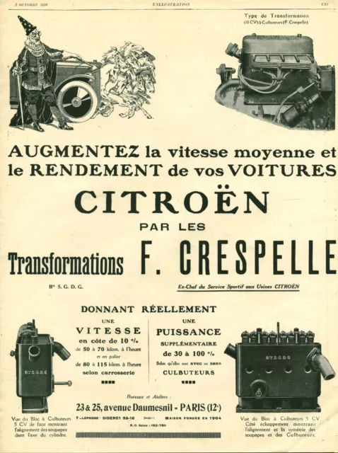 Publicité ancienne voiture automobile CITROËN  1925 ou 1926 issue de magazine
