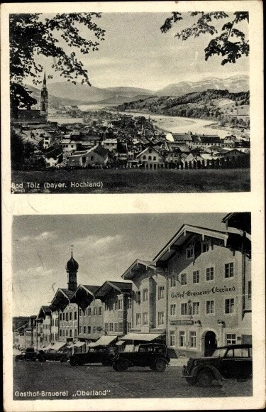 Ak Bad Tölz in Oberbayern, Bayer. Hochland, Gasthof-Brauerei Oberland - 3372016