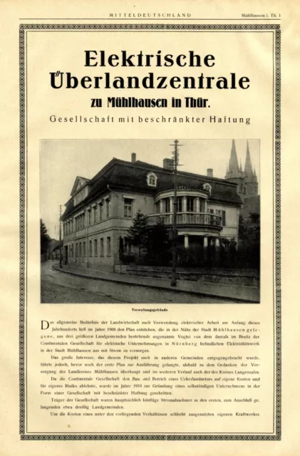 Überlandzentrale Mühlhausen in Thüringen XXL Reklame 1925 Elektrizität Werbung