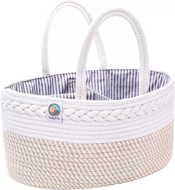 Diaper Caddy Organizer Rope Basket - Bedside, Car, Nursery, gift registry