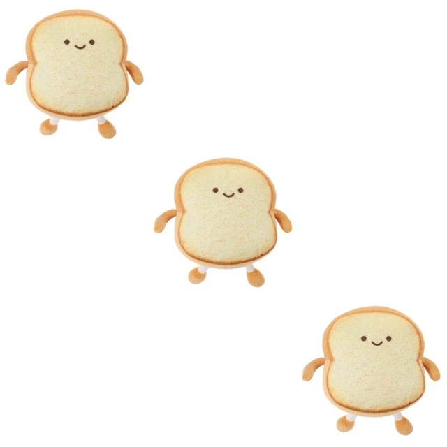3 pz divano cuscino pane tostato morbido giocattolo peluche espressione viso