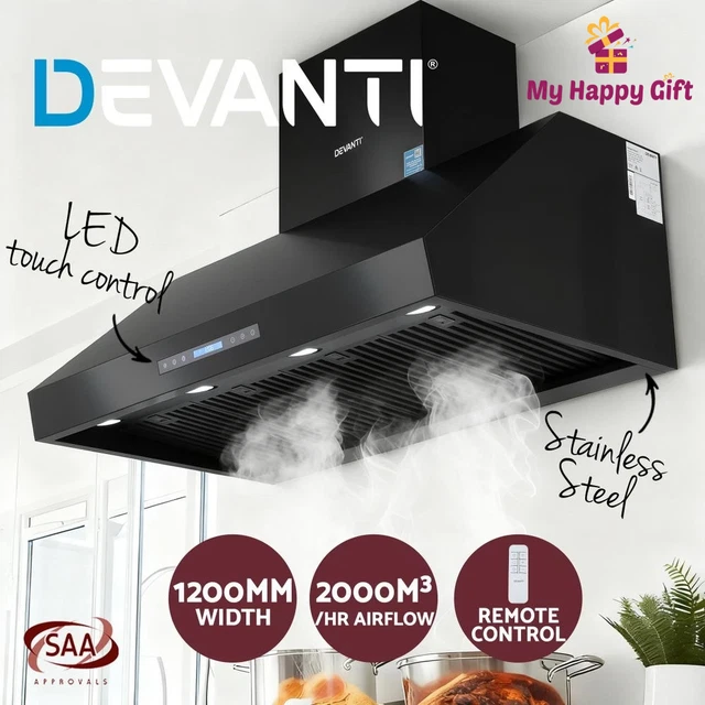 DEVANTI 1200MM COMMERCIAL BBQ Range Hood Dual Motor W/ Remote Control ...