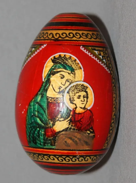 Icono Ortodoxo De Madera Pintado A Mano Huevo Virgen María Cristo Jesús