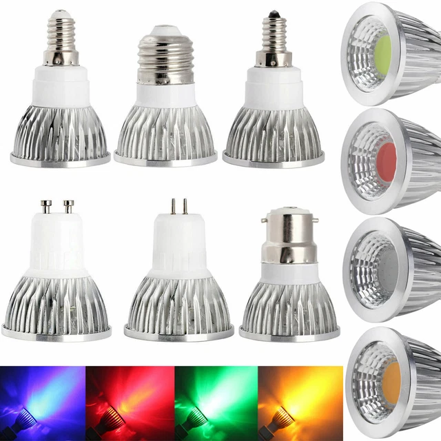 Dimmable B22 E14 E27 GU10 GU5.3 6W 9W 12W LED COB Spot Light Bulbs Lamp Bright