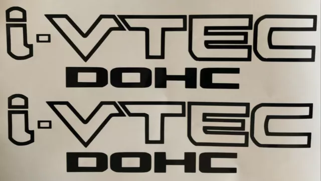(2) Two i-VTEC DOHC Emblem BLACK Vinyl Decal Stickers FREE SHIPPING