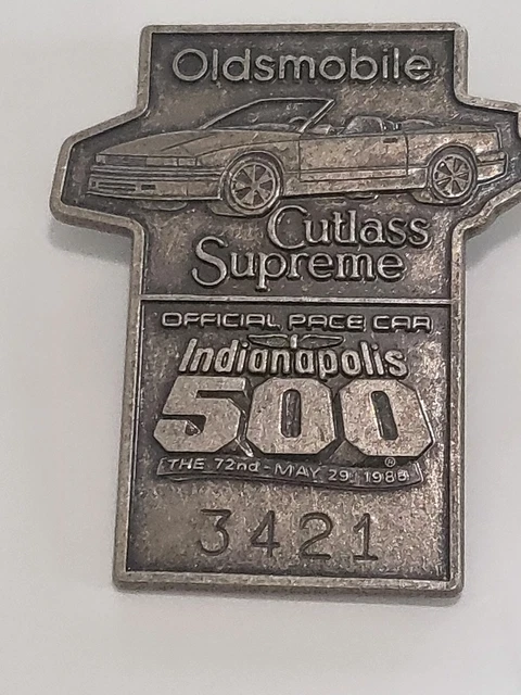 1985 Silver Indy 500 Pit Badge. Badge # 3421