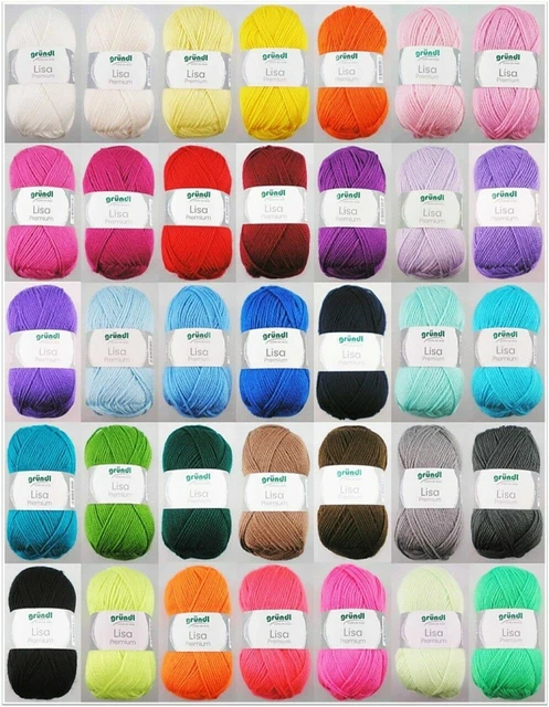 50g Lisa Premium Uni Strickgarn Wolle zum Häkeln Stricken Basteln GP 23,80€/1kg