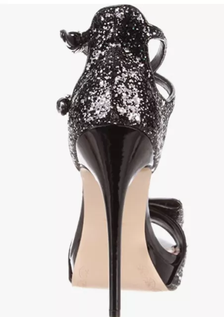 NWT Cece L'amour KLOEY Sparkle Glitter Platform Heels Black Big Bow Jewels 6.5 3