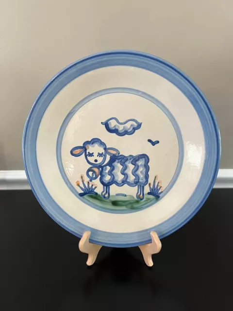 MA Hadley Country Scene Blue 11" Dinner Plate Sheep