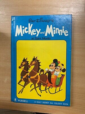 1969 Walt Disney "Mickey & Minnie At Saint Moritz" Vintage Uk Hardback Book (Ll)